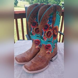 SIZE 10 WOMEN'S FLORAL ARIAT WESTERN COWBOY BOOTS